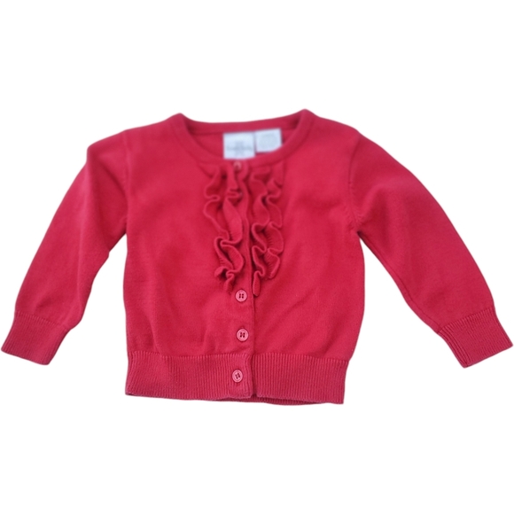Koala Kids Cardigan Sweater Top Red Ruffle Baby Girls 12 Months  - Picture 1 of 3